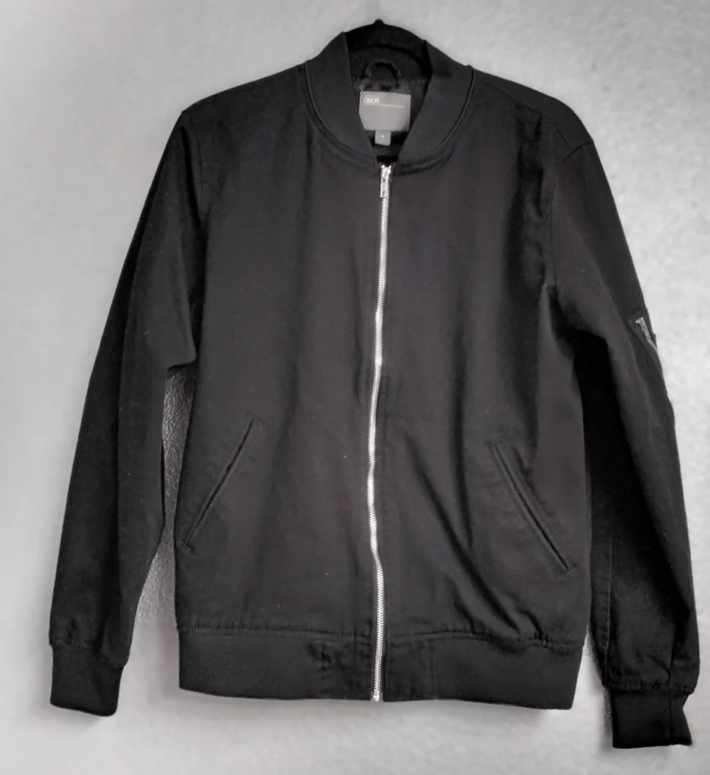 ASOS DESIGN Oversized Bomber Jacket In Black Size M